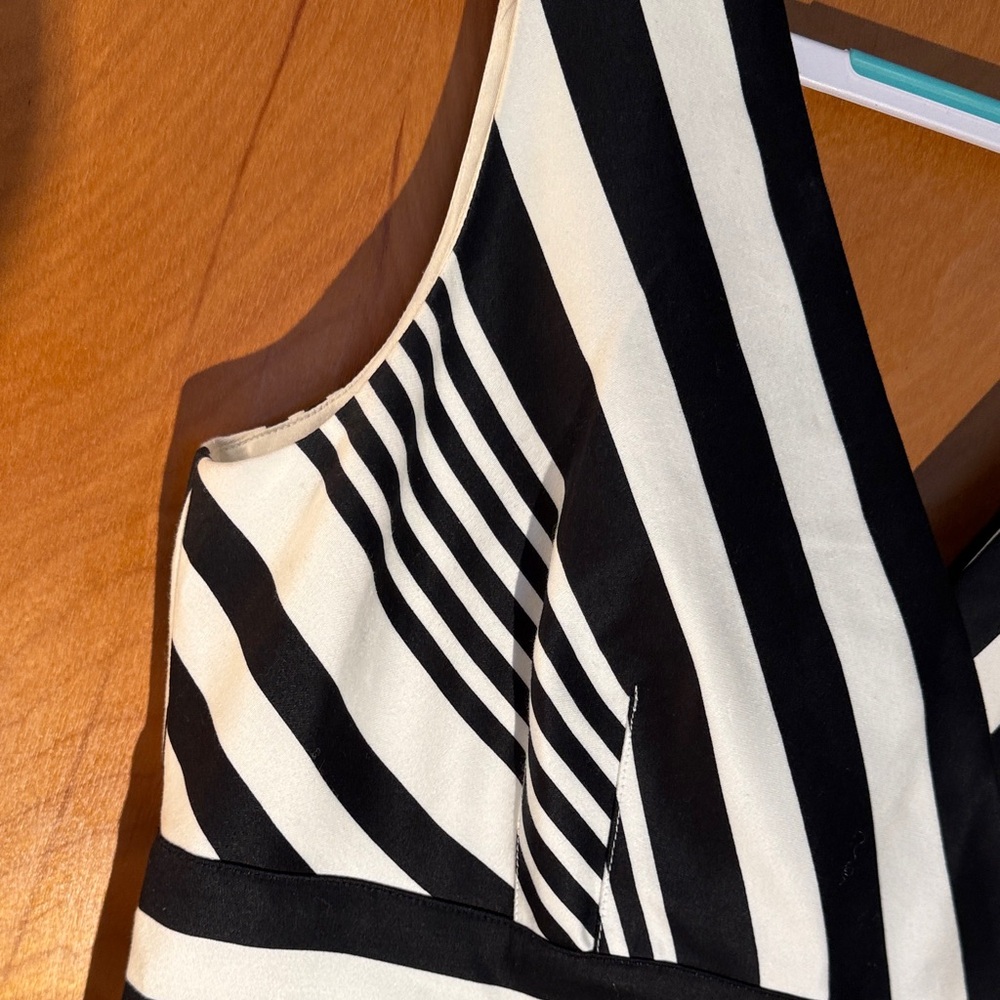 White House Black Market Black and White Striped Midi Dress - Picture 3 of 10